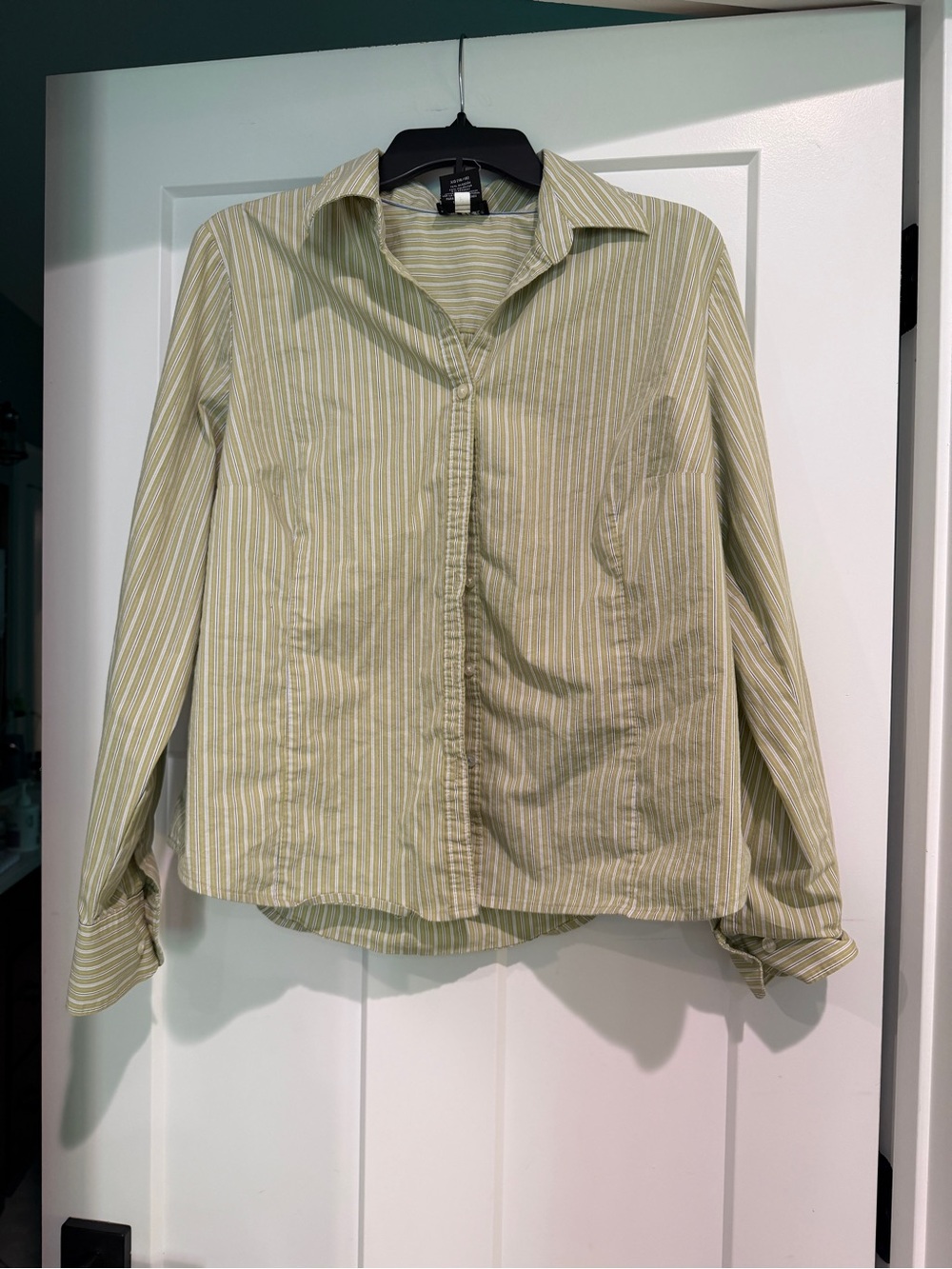 GEORGE Light Green Striped Button-Up Shirt-Size XL